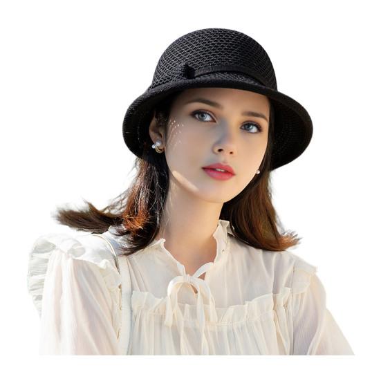 

Женская шляпа-ведро с цветочным бантом, широкими полями, летняя, для сужения лица, для улицы, путешествий, пляжная шляпа, головной убор B чёрный