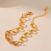 Gold Plated Thick Oval Chain Twisted Design Women Fashion Bracelet
