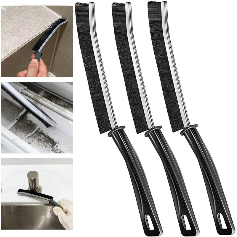 3 Pcs Corner Cleaning Brush, Bathroom Brush with Stiff Bristles, Crevice and Grout Cleaning Brush