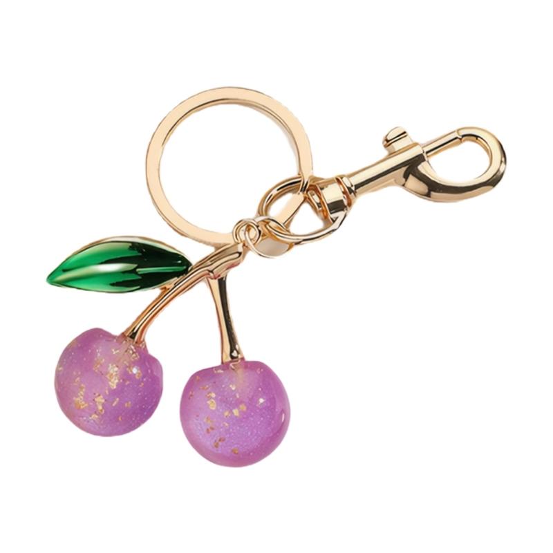 

Fashionable Cherry Key Charm Fruit Shape Keyring Car Key Holder Lightweight Bag Ornament Stylish Handbag Decoration фіолетовий