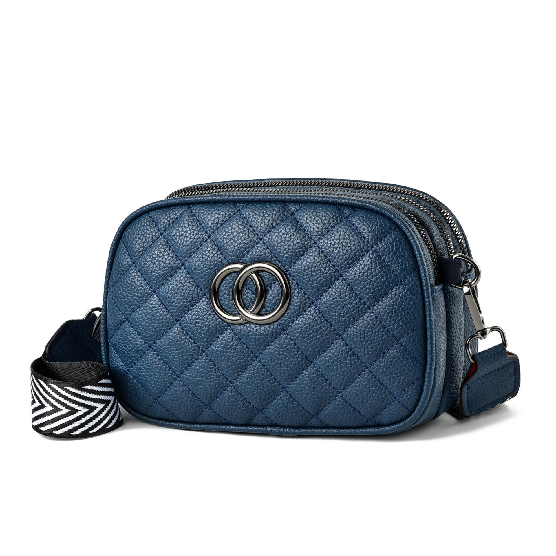 

[Женская сумка] Женская сумка Oblique Span Bag, модная женская сумка через плечо Xiaoxiangfeng, трехслойная практичная мягкая кожаная ромба темно-синий