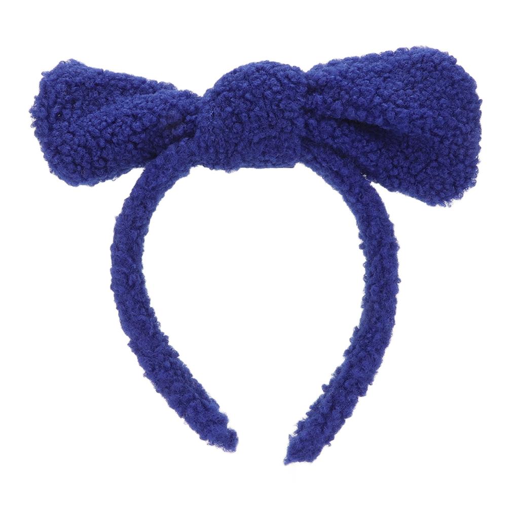Bow Headband Headdress Blue Large Cute Bow Shape Face Wash Hair Band for Makeup Spa Yoga