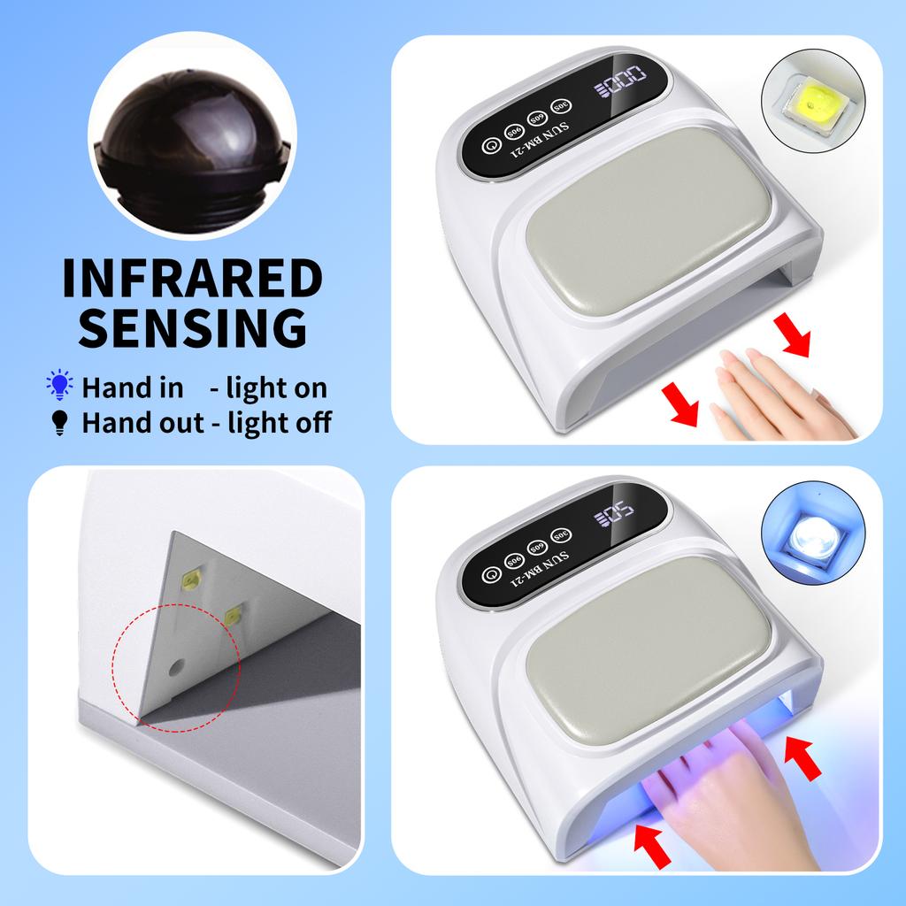 Professional UV LED Nail Lamp 42 Lamp Beads Dryer Rechargeable with LCD Display Gel Curing Light Suitable for Nail Salon Tools