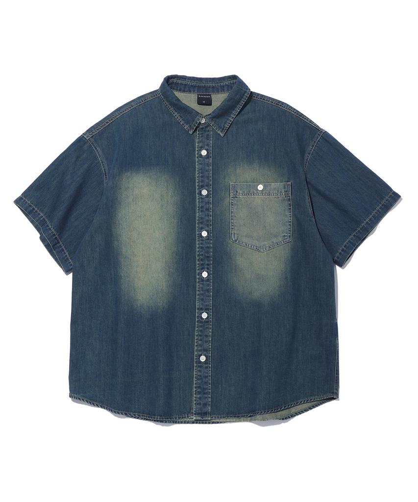 Eonoideu One Pocket Washed Denim Short Sleeve Shirt Lq2Yu347_Dark Indigo