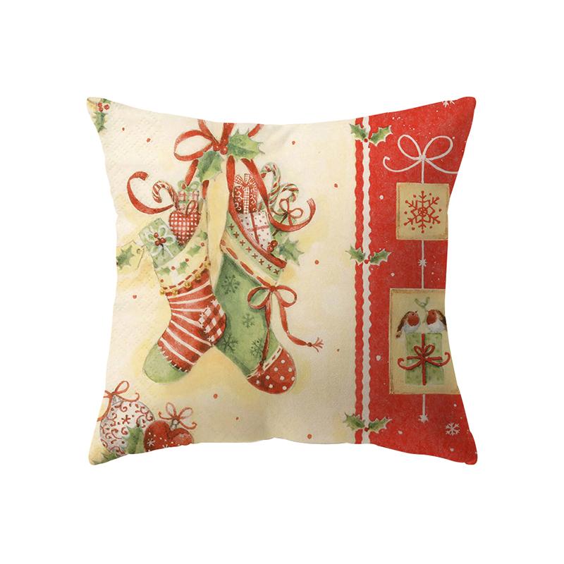 Cute Santa Claus Christmas Decoration Printed Pattern Cushion Cover Home Living Room Sofa Decorative Pillow Pillow Cover
