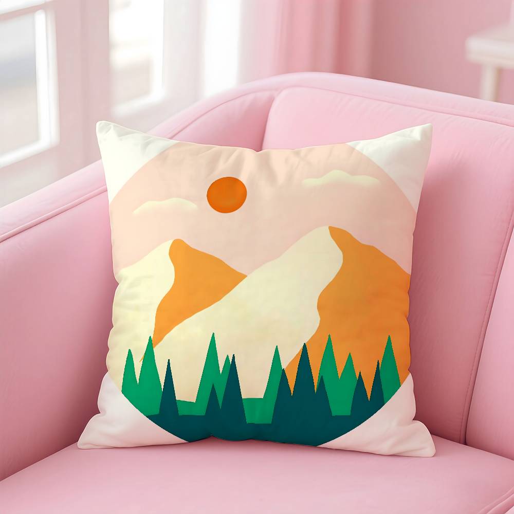 Classic Sunrise Cartoon Pillow Case Pattern Printing Pillowcase Living Room Sofa Cushion Cover Bedroom Room Decor