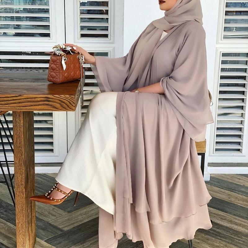 Muslim Fashion Abaya Mode Weiche und Elegante Große Größe Frauen Strickjacke Robe Einfarbig Strickjacke Kleid