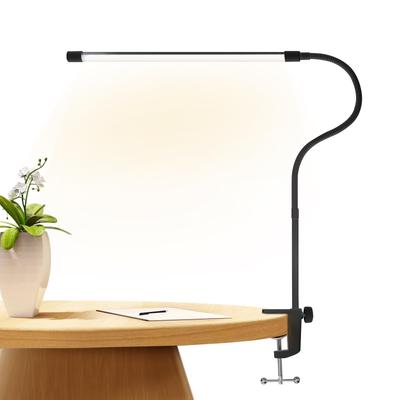 HYPOWELL Desk LED Desk Arm Clip Reading Stepless 3 Levels of Color Flat Light 360 Degree Rotating Energy Study Table Study Desk Bright Light Book