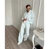 Womens 2-Piece Tracksuit Solid Color Long Sleeve Zip Up Top Elastic Waist Pants Casual Sportswear