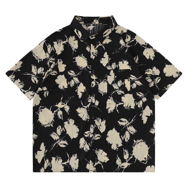 Trendy Hip Hop Chic Florals Casual Short Sleeve Shirt