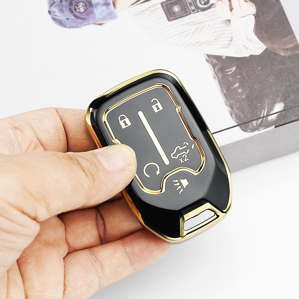 5 Buttons TPU Interior Accessories Car Key Case Cover for GMC Terrain 2019 Shell Fob Holder for Chevrolet Suburban 2019