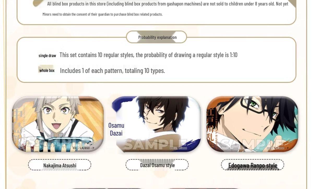 

Official Bungo Stray Dogs Nakajima Atsushi & Dazai Osamu Badge - Scene Write Blind Box (Anime Star River)