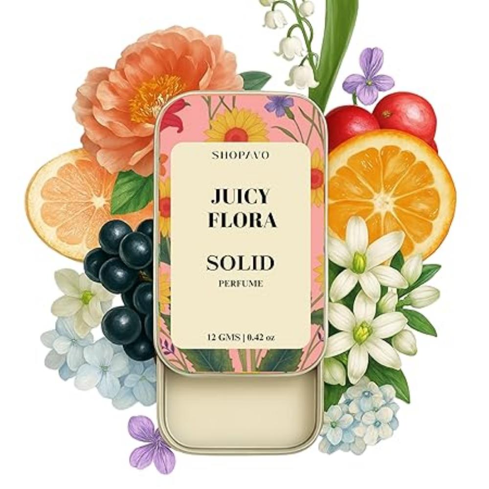 Alcohol Free Solid Perfume | Juicy Flora for Men & Women | Non-Greasy Cologne | Strong & Lasting Fragrance | Gifting Pack for Him & Her (Juicy Flora)