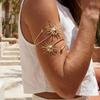 Elegant Sun Adjustable Cuff Bracelet for Women Unique Gold Color Upper Arm Bangle Festival Beach Party Jewelry Gift