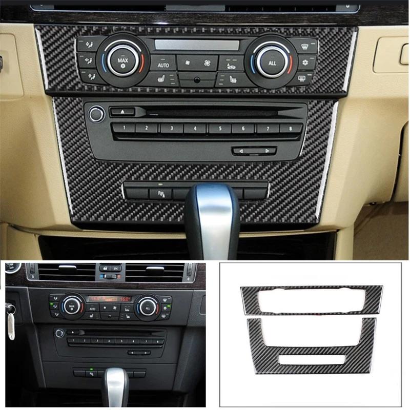 2 bucăți fibră de carbon mașină centrală control CD panou cadru capac autocolant decorativ Trim accesorii auto pentru BMW Seria 3 E90 E92
