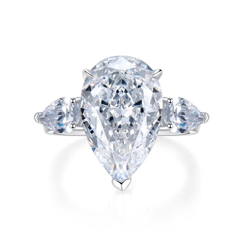 SpringLady 925 Sterling Silver Water Drop Cut 10*17MM Citrine High Carbon Diamond Wedding Band Fine Jewelry Ring for Women Gift