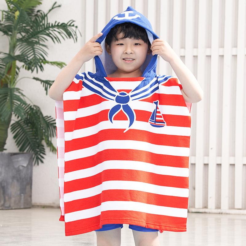 Large Cute Kids Hooded Bath Towel Cloak Cartoon Print Boys Girls Bathroom Beach Can Wear Super Absorbent Child Sunscreen Shawel