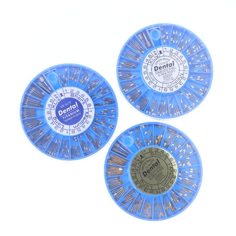 120 Pcs/Box Dental Endodontic Conical Screw Post Endo Root Canal Pins Pure Titanium Gold Plated Stainless Steel Material