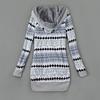 Stribet Print Langærmet Sweaterfrakke Efterår Vinter Knaplukning Hætte Plysforing Sweater Cardigan Ydertøj