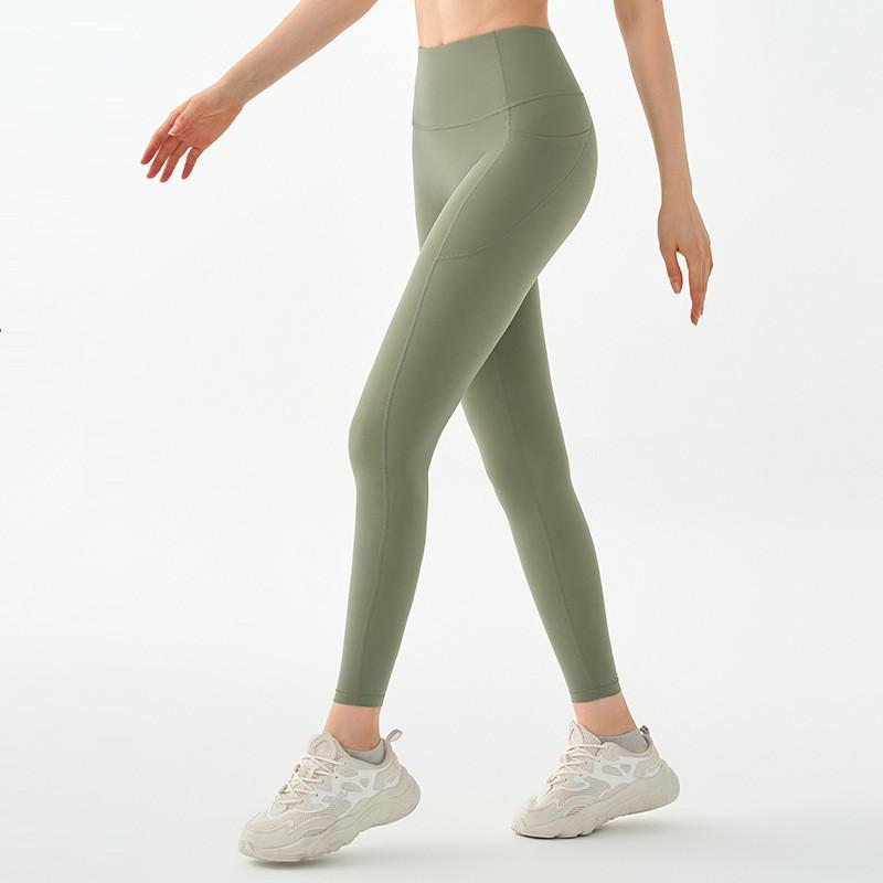 Women's Yoga Pants with Phone Pocket - Nude Feel, Elastic Waist, Hip Lifting, Slimming Fitness Pants