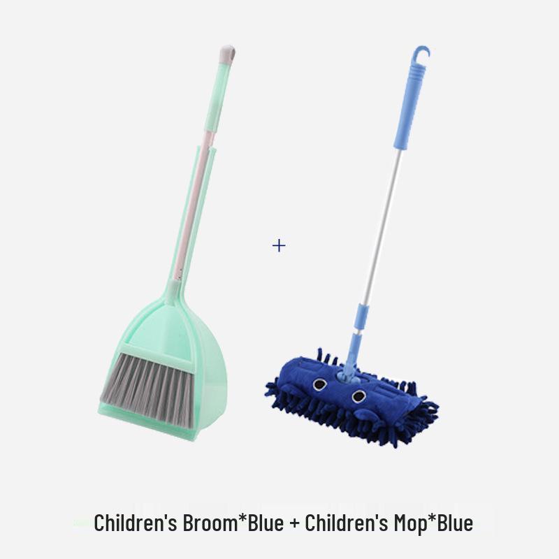 Kids' Mini Cleaning Set: Broom, Dustpan & Mop Toy for Playhouse or Kindergarten