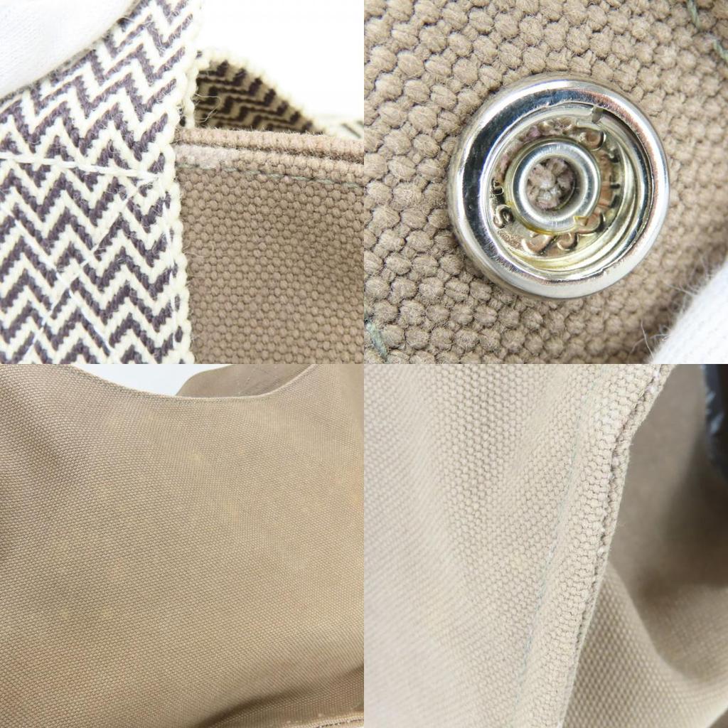 Used HERMES Tote Bag Cannes MM Cotton canvas beige Herringbone Pattern