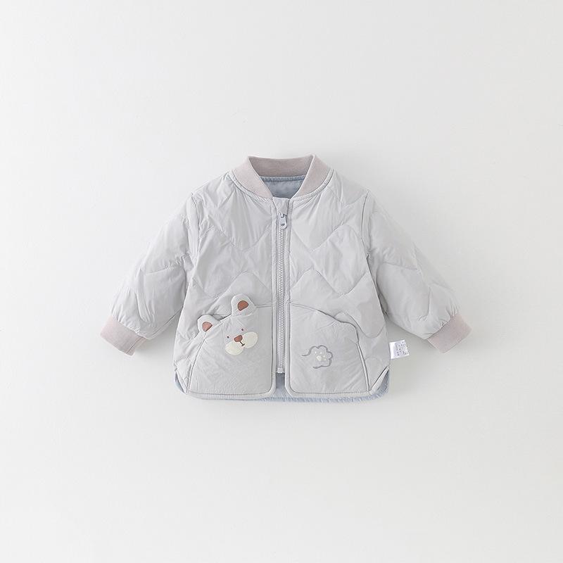 

Infant Boys Lightweight Cartoon Down Jacket, Class A, Autumn/Winter Warm Outerwear, White Duck Down 90 80 cm