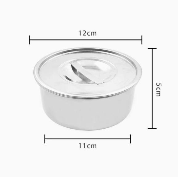 Round Stainless Steel Fruit Storage and Sealing Box with Lid for Refrigerator Use.