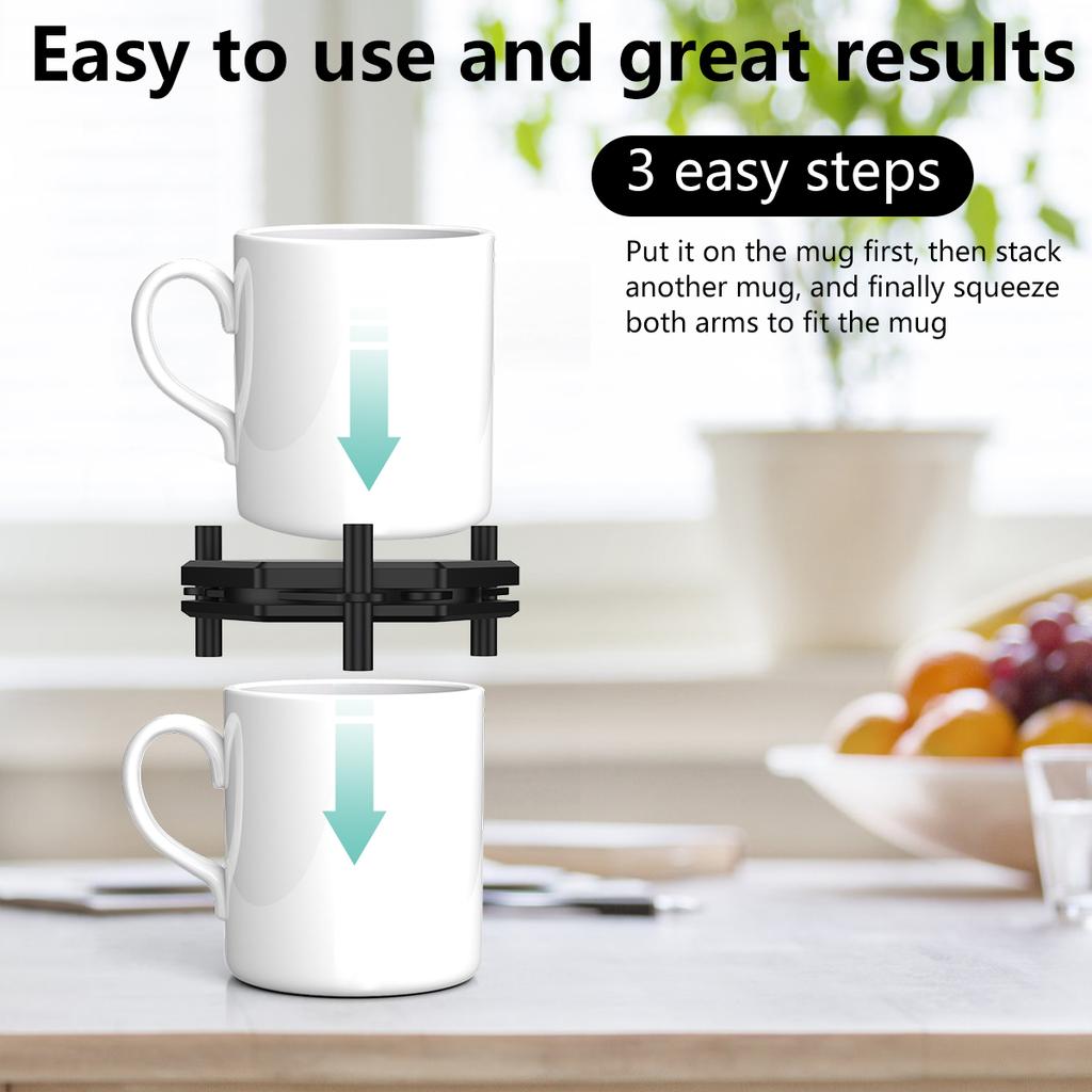 6/12Pcs Coffee Mug Stacker Adjustable Cup Storage Display Holder Kitchen Cabinet Drinkware Cup Organizer Rack Expandable