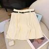 Autumn Winter Knitted Pleated Skirts Women Korean Fashion High Waist A-Line Skirts Ladies Elegant Streetwear Gray Skirt