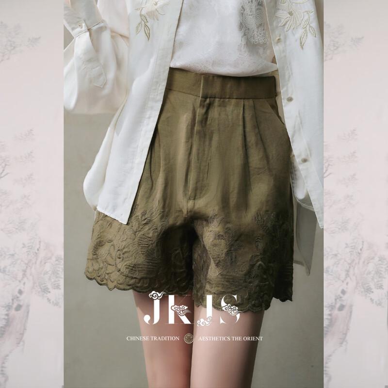 

JK&JS Tencel Embroidered High-Waist Casual Shorts S
