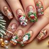 Festive Press On Nail SelfAdhesive Gel Stickers Christmas Patterns Nail Art Tools With Emery Board