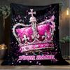 1PC Custom Name Royal Crown Artwork outdooor Flannel blankets Patterns Throw Blanket All-Season Soft Gift for Couch, Bed, Camping gifts