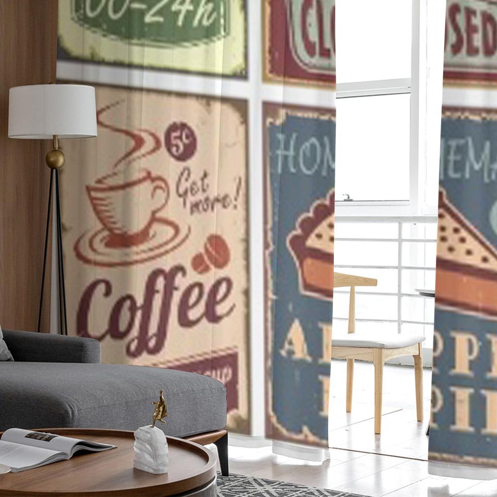 Vintage Style Signs Průsvitné závěsy do obývacího pokoje Průhledný tyl Ošetření oken Ložnice Kuchyň Domácí Dekor Závoj Závěsy