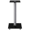 Speaker Stands 2 Pcs Black & Silver Tempered Glass 1 Column
