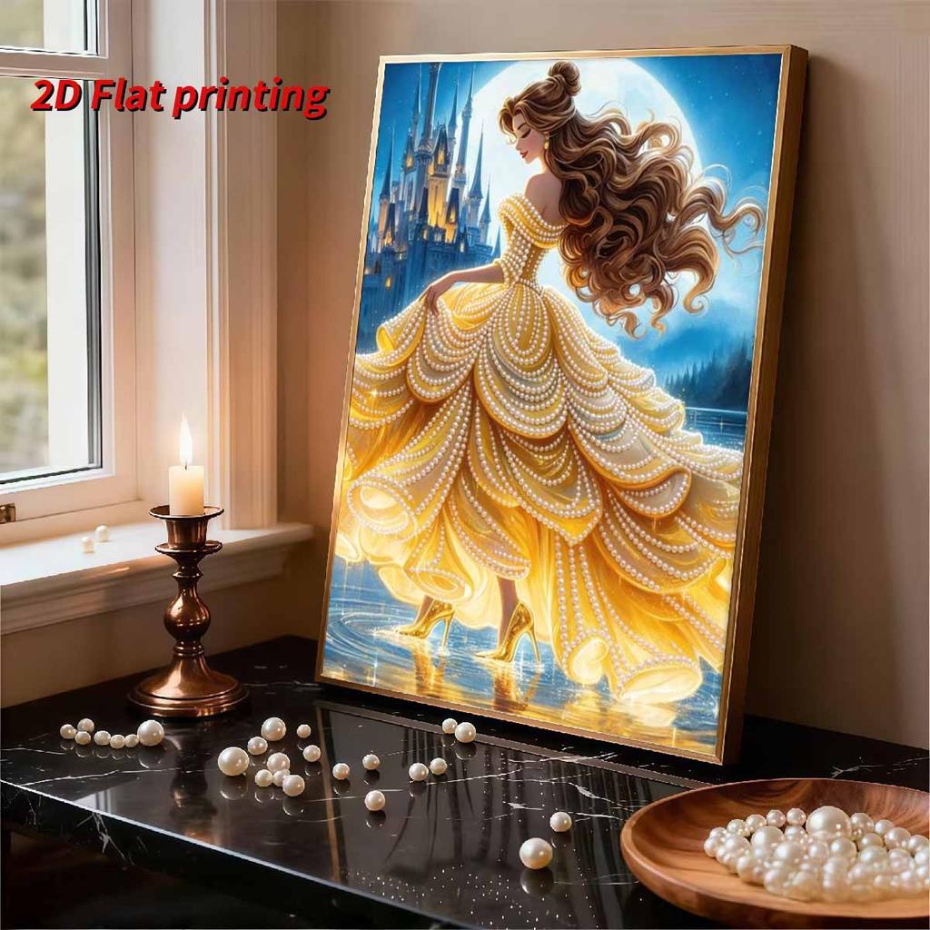 Disney Belle DIY Artificial Pearl Artwork This is a handmade gift that can be used for wall decoration and is suitableforbothhomeandofficeenvironments