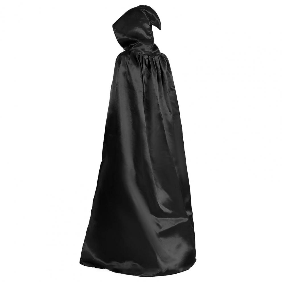 Halloween Cape Black Hooded Medieval Wizard Robe Cosplay Costume Adults Kids Halloween Performance Cloak