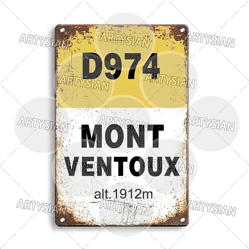 Tour de France Kovová cedule Cyklistická plaketa Paves Du Paris Roubaix Col du Galibier Col de Sarenne Alpe d'Huez Mont Ventoux Glandon