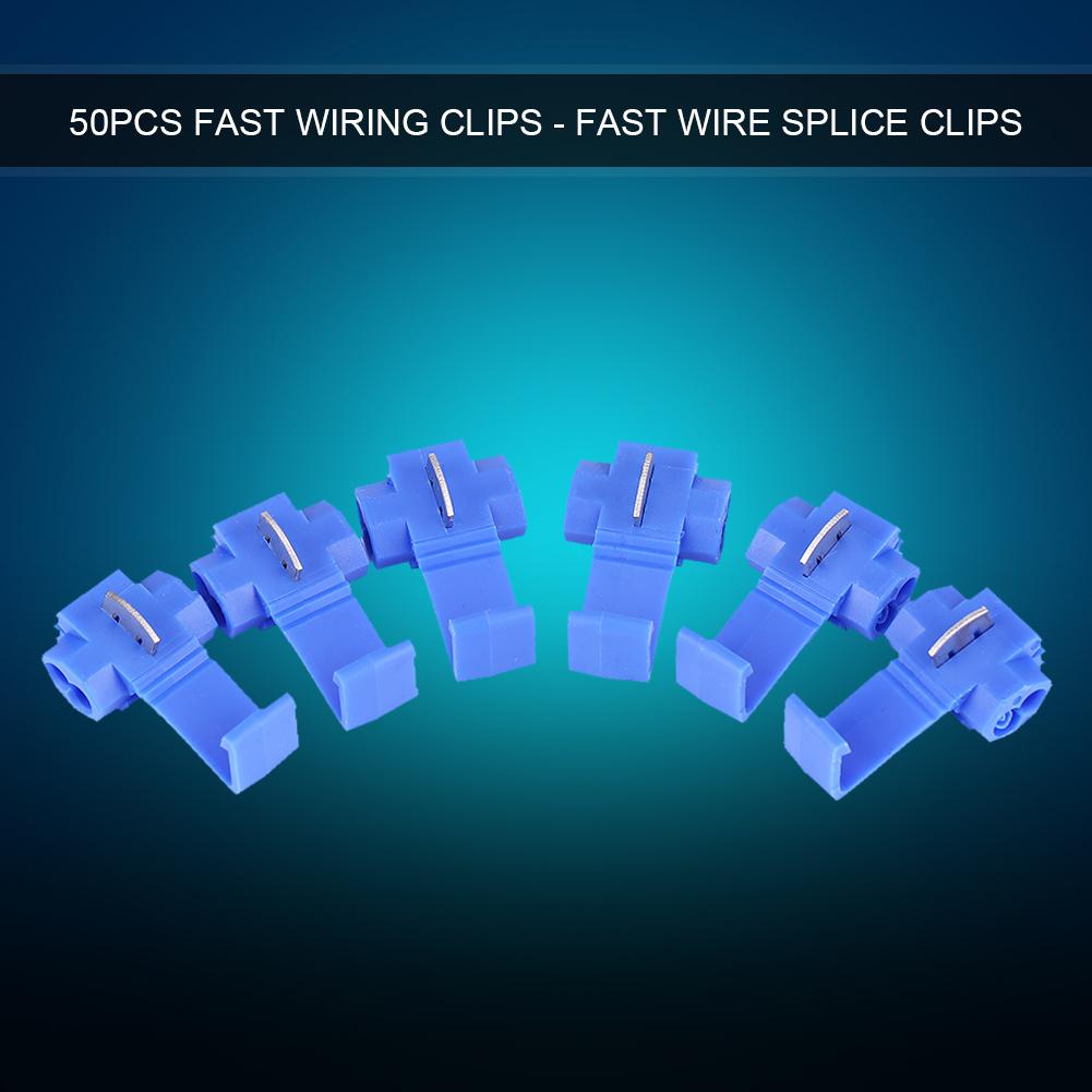 50pcs Blue Lock Quick Wire Splice Clips Terminal Connectors 0.72 2.5mm2