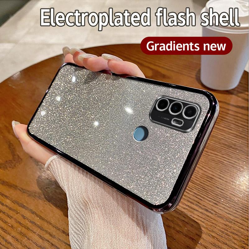 For OPPO A53 2020 Case OPPO A53S A11S A33 2020 Phone Case Shiny Glitter Plating Silicone Camera Lens Soft Back Cover