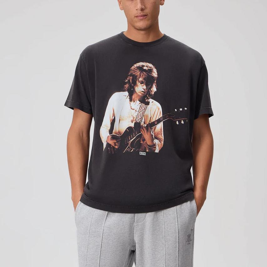 Kith For The Rolling Stones Keith Richards Concert Photo Vintage Tee Black Men Tops KHM033213-001