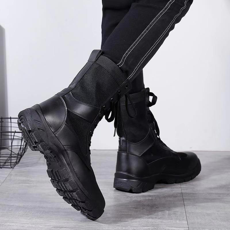 Fashion Unisex High-top Shoes Mesh Breathable Training Boots Fashion Casual Canvas Boots Work Safty Shoes Mens Desert Combat Boots Botas