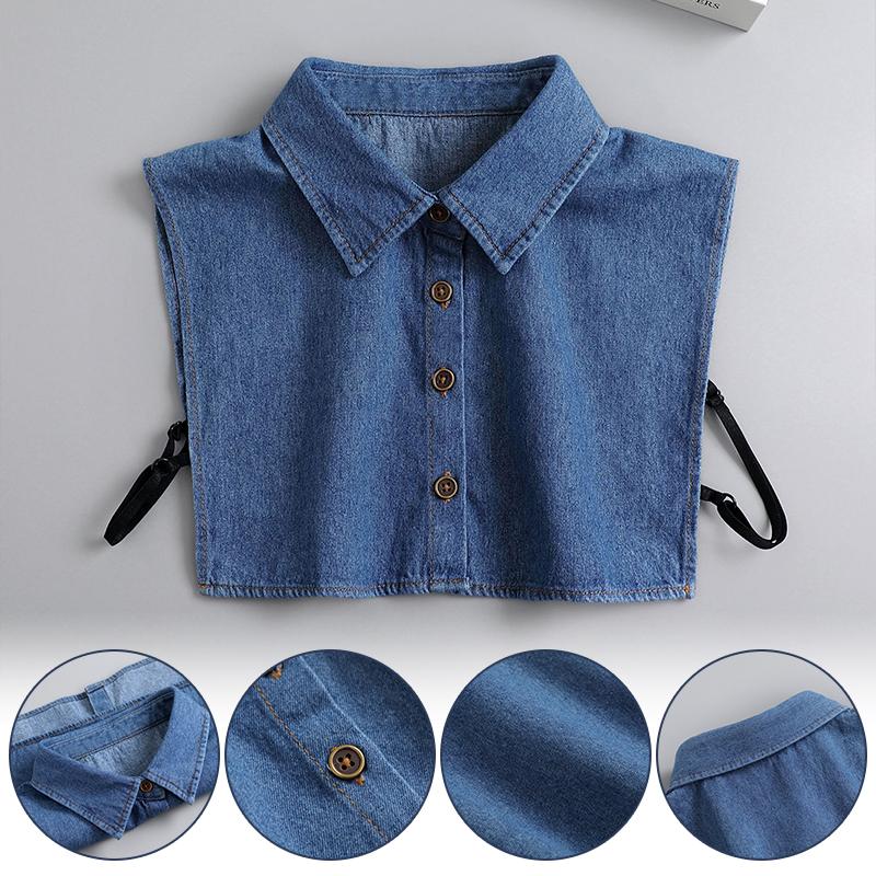 Denim Women's Shirt Fake Collar Classic Denim Shirt Collar Detachable Versatile Autumn Winter Sweaters Decor Collars Accessories