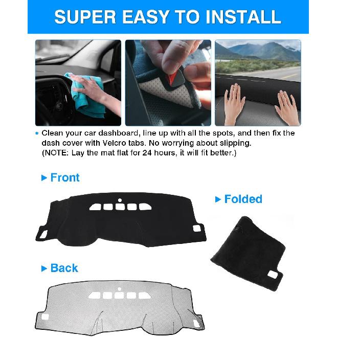 Autorder Dashboard Cover Mat For 2007-2013 Chevy Chevrolet Silverado/GMC Sierra With Two Glove Boxes Accessories Dash Cover Flannel Dash Mat Sunshade