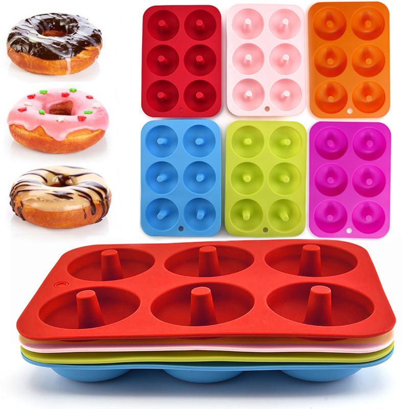 6 Hole Silicone Donut Mold DIY Cookie Chocolate Mould Non-Stick Cake Dessert Bakeware Heat Resistant Baking Pastry Tools
