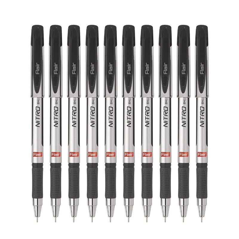 

Flair Nitro 0.7mm Ball Pen Wallet Pack Of 10 Black Ink Smooth Low Viscosity Pens For Office School Writing Use