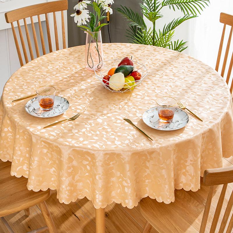 Round PVC Tablecloth Waterproof Insulate Plastic Oilproof Printed Pattern Wedding Party Restaurant White Table Cloth Decoration