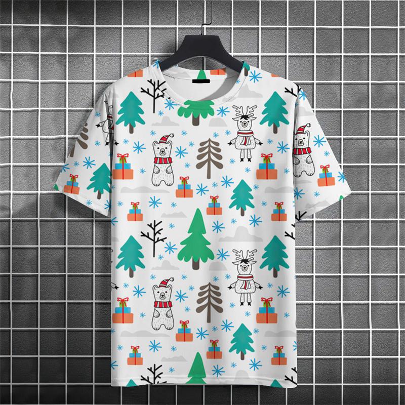 Summer Christmas Tree 3D Print T-Shirts Streetwear Men FashionOversized Casual O-Neck Short Sleeved T Shirt Tees Tops Clothing