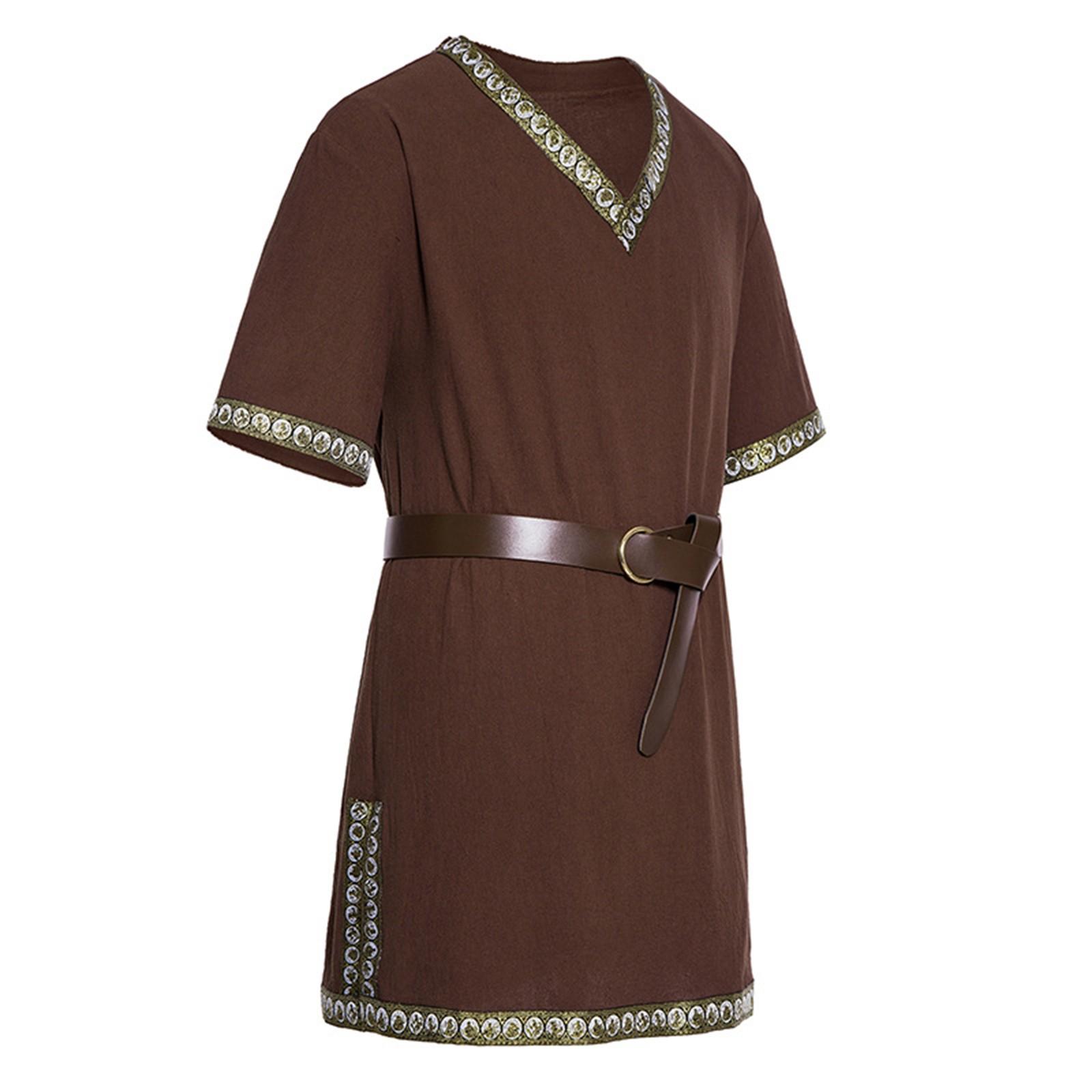 

Мужская сценическая одежда с затянутой талией, рыцарская, пиратская, в стиле ретро, рубашка XL коричневый