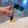 Sparkling Heart Diamond-encrusted Glass Coffee Mug Cup Light Luxury Tempered Glass Milk Tea Beverage Cup With Handle Water Mugs